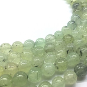 Prehnite Smooth Round Beads Size 7mm 8mm 15.5&quot; Strand