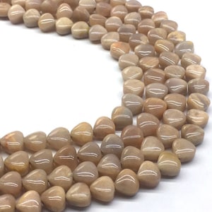 5x8x8mm High Quality  Moonstone Smooth Heart Shape 15 1/2L&quot; Strand