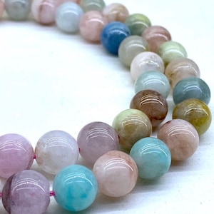 10mm Morganite Nautral Jade Smooth Round Beads  15.5&quot; Strand