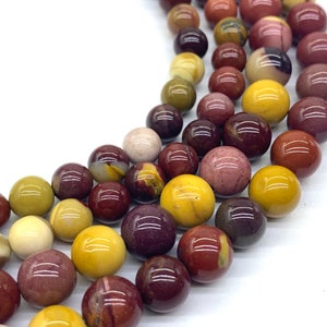 Mookaite Jasper Smooth Round Beads 6mm 8mm  15.5&quot; Strand
