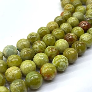 10mm Russian Red Green Serpentine Matte Round Beads 15.5&quot; Strand