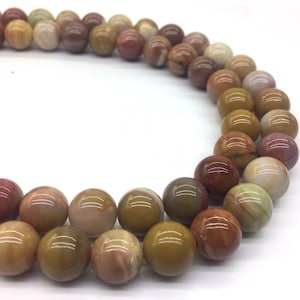 12mm Natural Petrified Wood Smooth Round Beads  15.5&quot; Strand