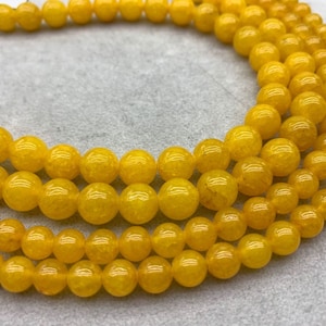 6mm 8mm  12mm Amber Dyed Jade Smooth Round Beads 15.5&quot; Strand