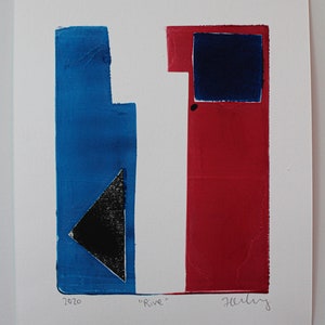 Original Abstract Modern Monotype Gelli Plate Print