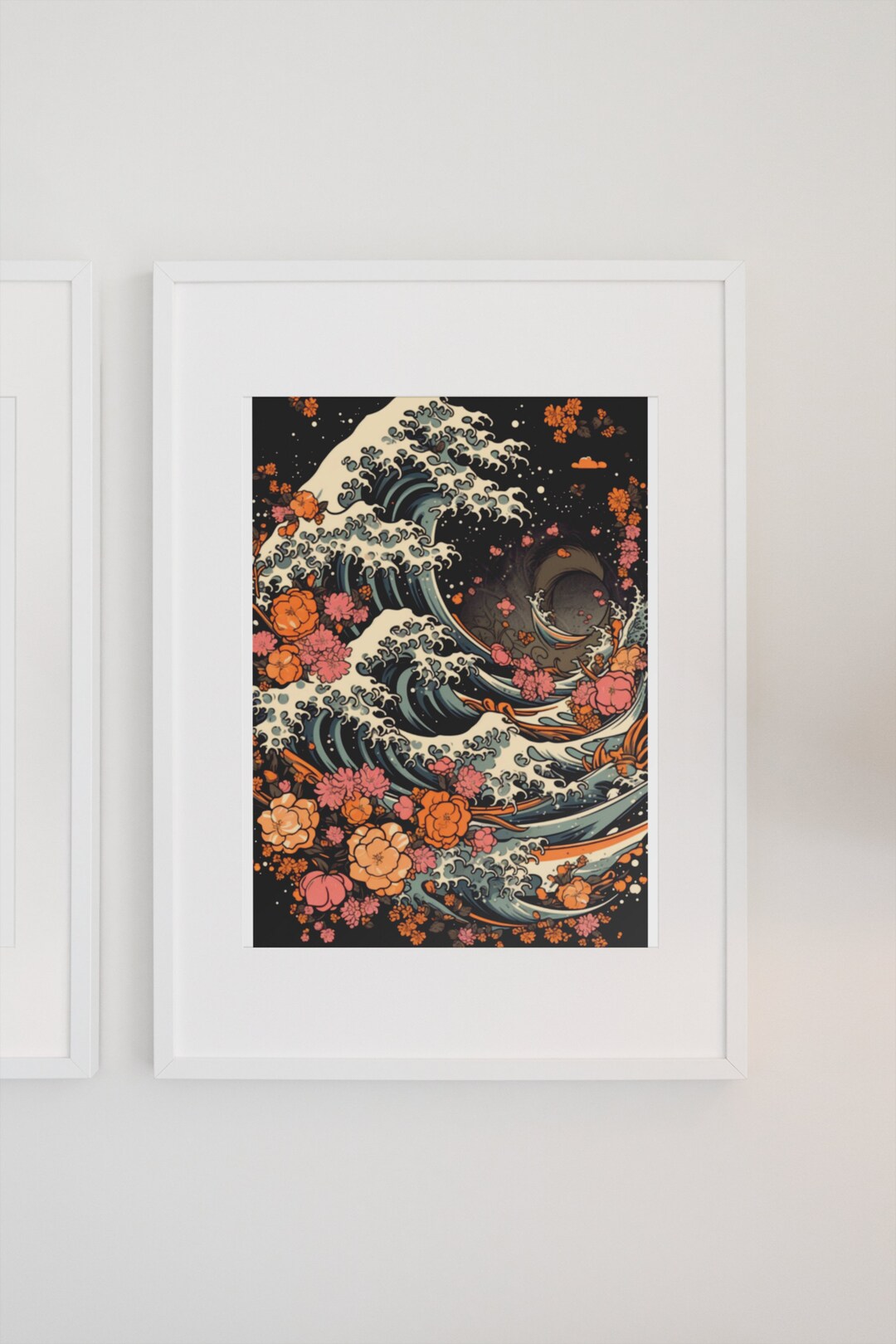 Great Wave off Kanagawa Minimalist Japanese Art Print Set for Modern