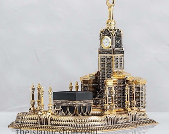 Decoración de mesa islámica 99 nombres de Allah Al haram Kaba Reloj Réplica de la torre Zamzam - Grande