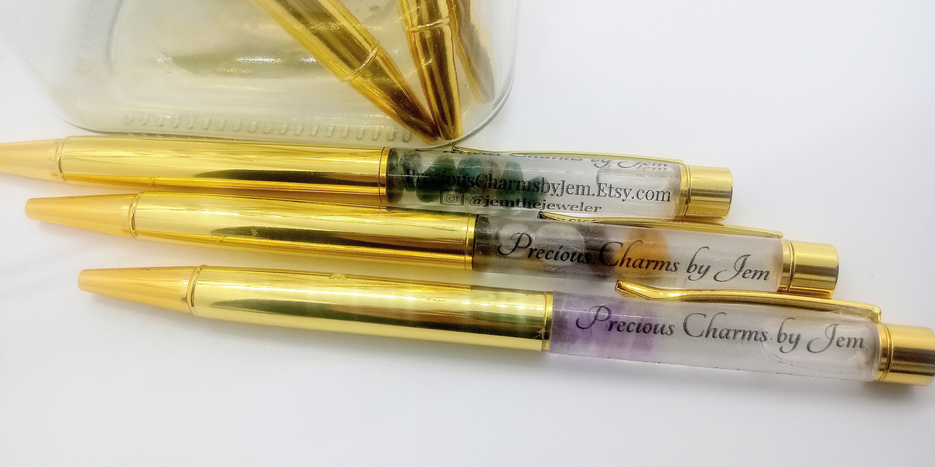 Crystal Ink Pens Gold and Variety of Crystal Options Black Etsy