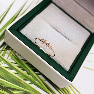 14k Rose Gold Diamond Knot Ring – Solid Gold Love Knot Ring, Dainty Promise Ring, Minimalist Knot Ring, Gift for Her, Stackable Fine Jewelry