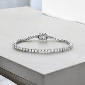 Moissanite Tennis Bracelet: Sterling Silver, Minimalist Design