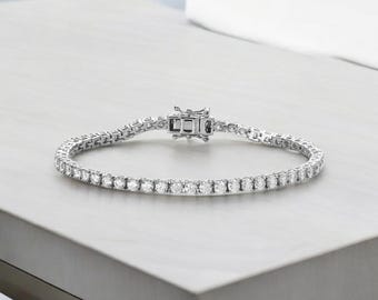 Moissanite Tennis Bracelet | Sterling Silver Minimalist Jewelry | Gift for Her | Elegant Moissanite Bracelet | Fine Jewelry