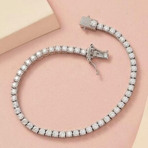Moissanite Tennis Bracelet: Sterling Silver, Minimalist Design