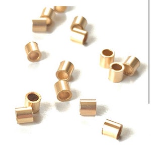 14k Solid Gold Crimp Beads 2x2mm – Pack of 10 | USA Made Real Gold Jewelry Findings | For Beading, Repairs, Necklaces, DIY, Bracelets