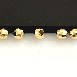 14k Solid Gold Mirror Beads 3mm – 1.2mm Hole – Pack of 10| Real Gold Spacer Bead | Made in USA | Jewelry Findings for DIY Necklace, Bracelet