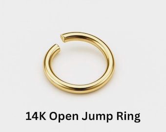 Anillo de salto abierto de oro macizo de 14 k, calibre 20,5, 6,8 mm, fabricado en EE. UU.