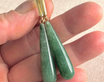14K Gold Aventurine Dangle Earrings – Handmade Fine Jewelry