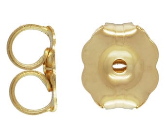 Fond de boucle d'oreille extra-lourd en or massif 14 carats 5 x 5,8 mm - Fabriqué aux États-Unis - Vendu par paire