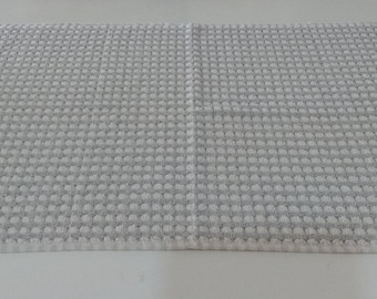 Bath mat - Handwoven Turkish pom pom bath mat, 34 x 23, grey and off-white