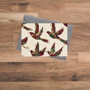 Élégant vibrant oiseau vacances vierge numérique imprimable Merci / / cartes de Noël