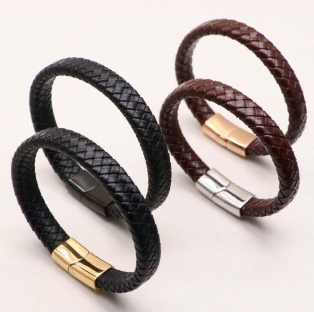 Mens Leather Bracelet Braided Brown Rustic Gift for Dad Fathers Day Cuff Wrist Band Rope Bracelet for Guys