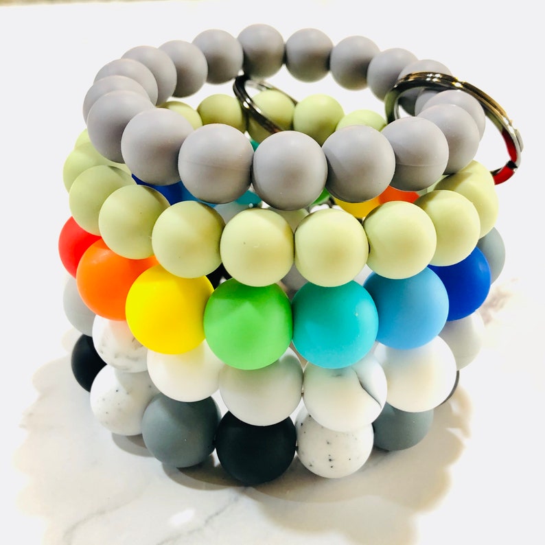 Stretchy Silicone Bracelet Keychain Wristlet Keychain Etsy