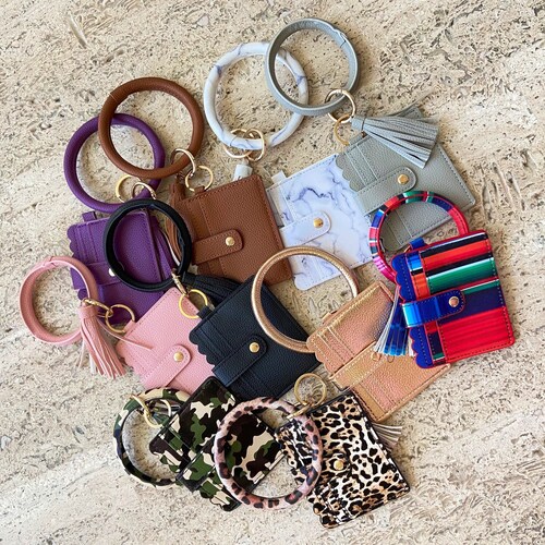 Key Ring & ID Card Holder Keychain Wallet for Women Wristlet Etsy