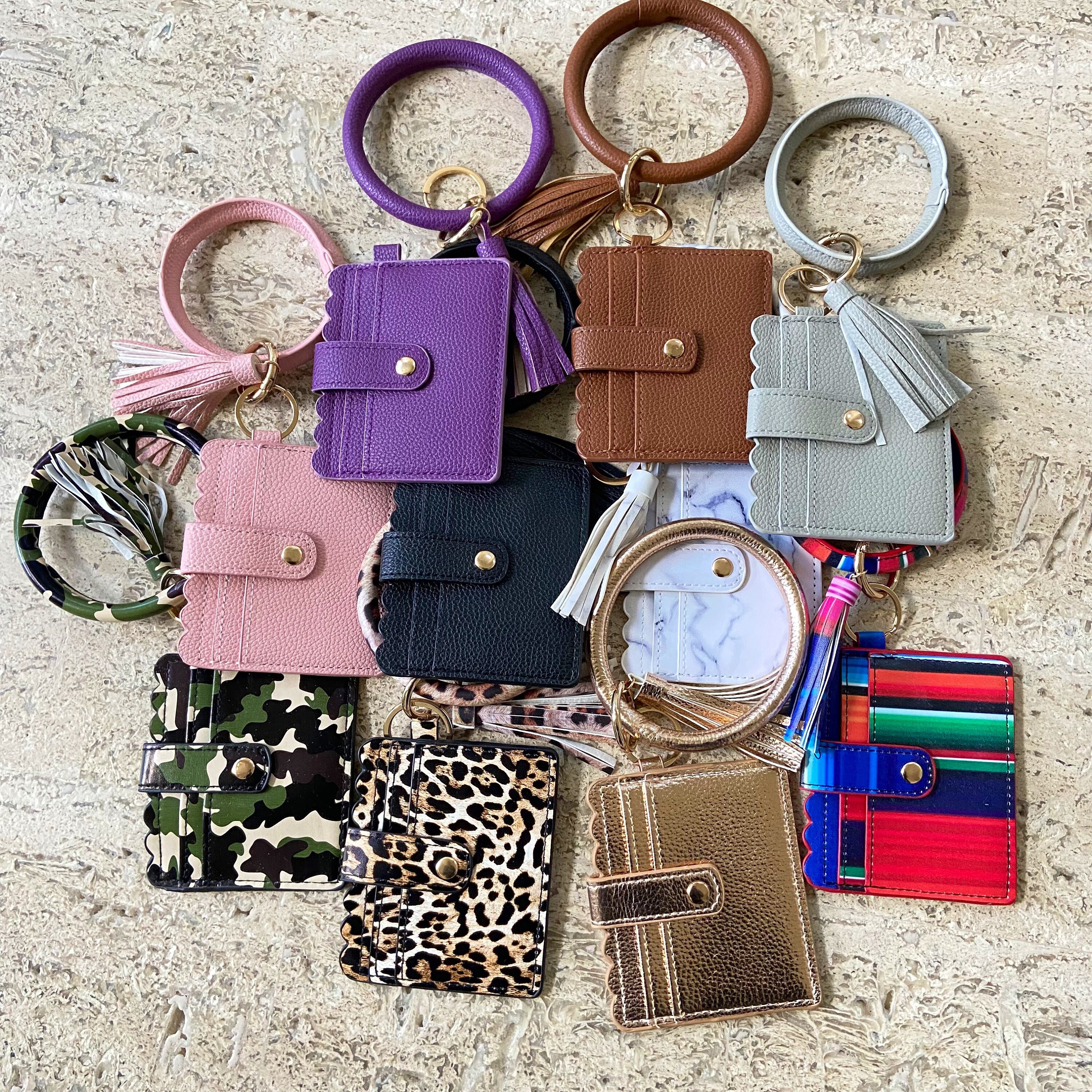 Multi-purpose Zipper Wrist Wallet Keychain PU Leather Coin Purse Fashion  Women Mini Wallet Tassels Card Pouch Car Keys Pendant