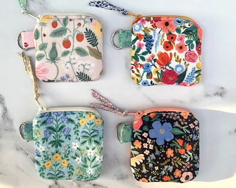 Rifle Paper Co. Fabric Air Pod Case. Ear phone holder for gym/beach bag  . Nano  Pouch,  Floral Zip Purse, Gift for Her, Mom, BFF, Birthday