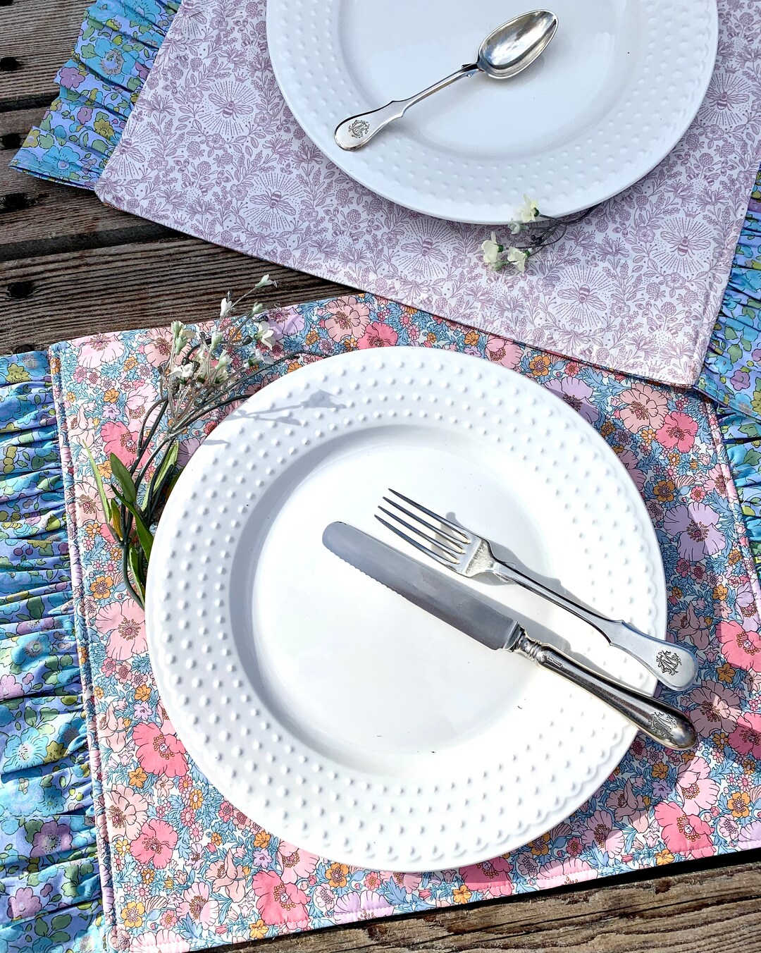 Hard Base Ruffle Mat Liberty London Placemat: Ruffle Edge Reversible Tana Lawn Table Mat - Etsy