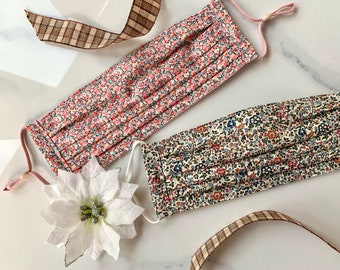 Liberty London Face Mask Set: Pleated Tana Lawn, Adjustable Ear Loops