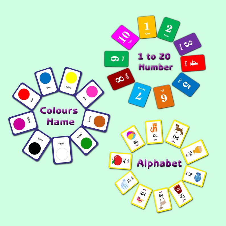 Photojaanic Flashcards for Kids 55 Cards Combo Alphabets, Colors