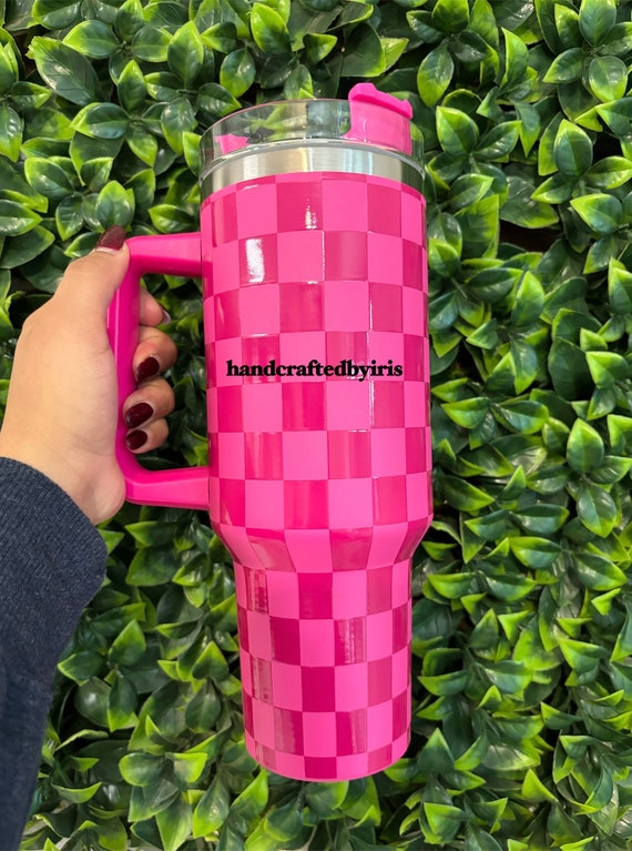 40oz Pink Checkered Tumbler/ Checkered Tumbler / 40oz Tumblers / Pink  Tumblers / Valentine Tumbler / Valentines Gift / Cute Tumblers 