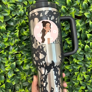 40oz Engraved Cow Print Tumbler / Cow Print Tumbler / Cow Print / Engraved Tumbler /Tumbler Engraving / Cow Lover / Custom Tumbler / 40oz