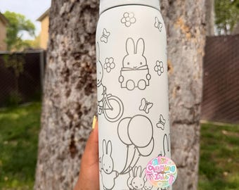 40oz Laser Engraved Tumbler: Cute Bunny Tumbler, Bunny Tumbler, Bunnies