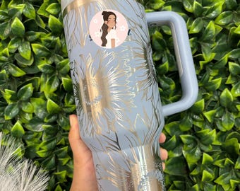 40oz Laser Engraved Tumbler: Sunflower Design