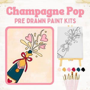 Champagne Pop Pre-Drawn Sip n Paint Kits for Girls Night