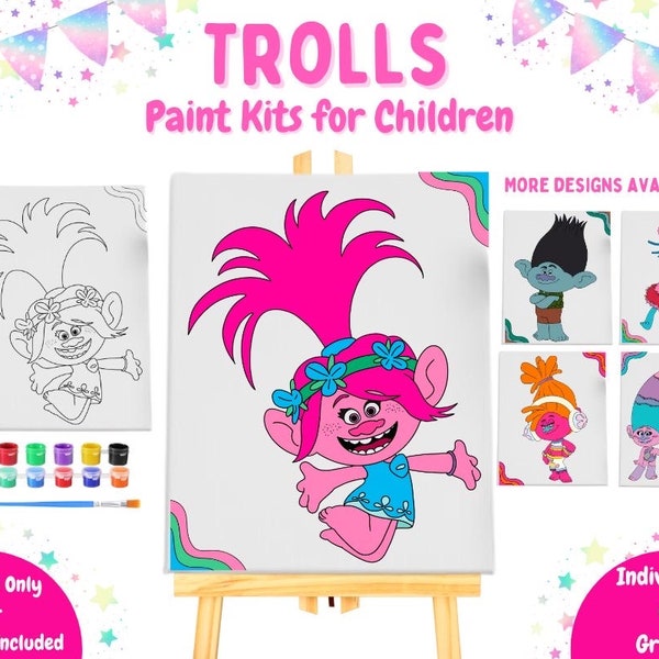 Trolls Paint Kits | Birthday Party | Party/Individual Painting Activity | Art Party Paint Kit | Party Favors