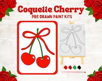 Cherry Sip n Paint Pre-Drawn Canvas Activity for Girls Night
