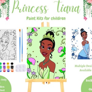 Princess Tiana Paint Kits | Party/Individual Birthday Party Painting Activity | Kids Art Party Paint Kit | Party Favors