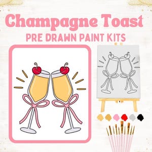 Champagne Toast Pre-Drawn Sip n Paint Kits for Girls Night