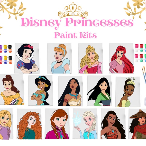 Kits de peinture Princesses Disney | Fête d'anniversaire de princesse | Fête des princesses Disney | Activité de peinture individuelle | Cadeaux pour fête