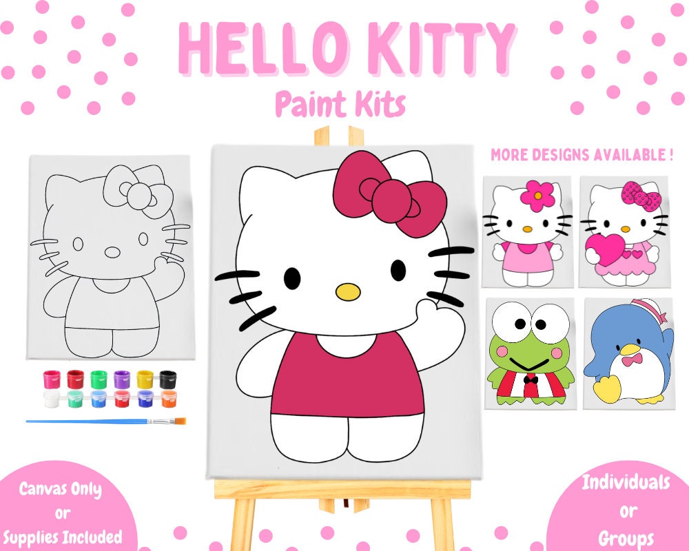 Hello Kitty Sanrio Paint Kits Party individual Painting Etsy