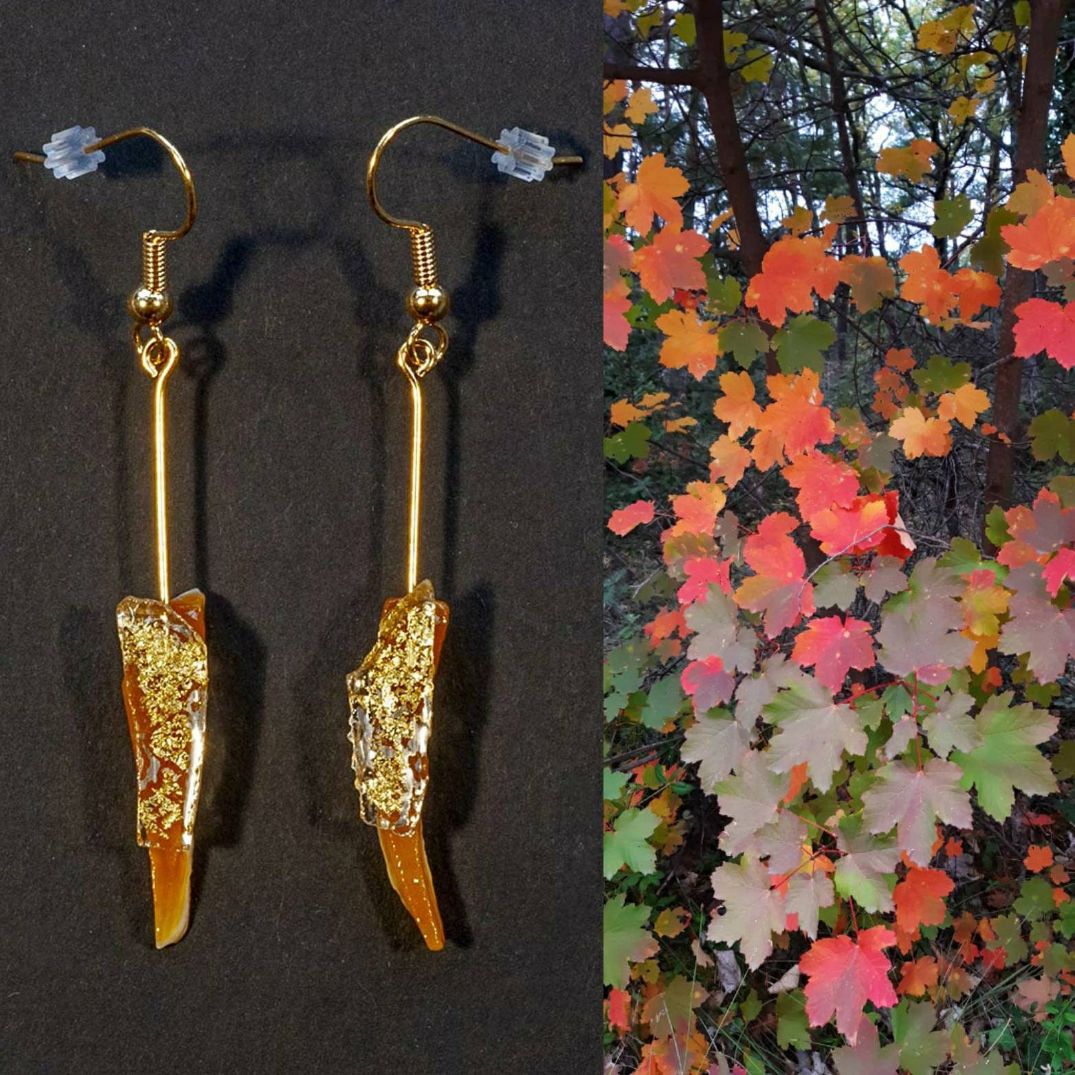 Boucles D’oreille à Clip Dorées Avec Cabochon Corail – Occasion – Signé M Ou W