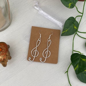 Handmade Wire Music Note Earrings Dainty Jewellery Silver Gold Gifts for Her Unique Gifts Handmade Special