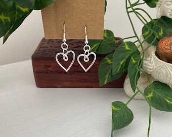 Wire Heart Earrings | Handmade Heart Jewellery | Minimalist Silver Earrings | Romantic Gift for Her | Dainty Everyday Earrings