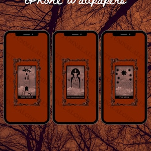 Tarot Card Fall iPhone Wallpaper - Fond d’écran Autumnal Witchy - Set de 3