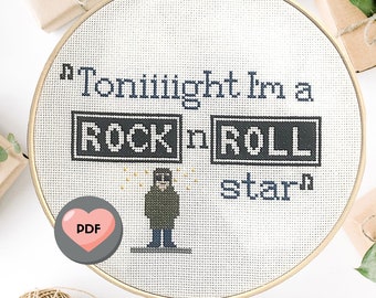 Oasis Lyrics Cross Stitch Pattern: Rock n Roll Star (PDF Download)