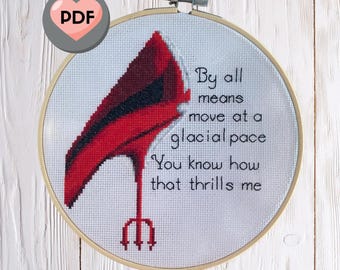 Cross stitch pattern Devil Wears Prada movie quote - DMC colour chart