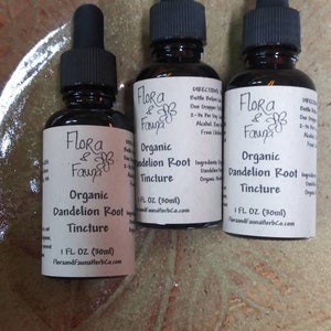 Organic Dandelion Root Tincture - Shikimic Acid - 1oz/30mL Bottle with Dropper