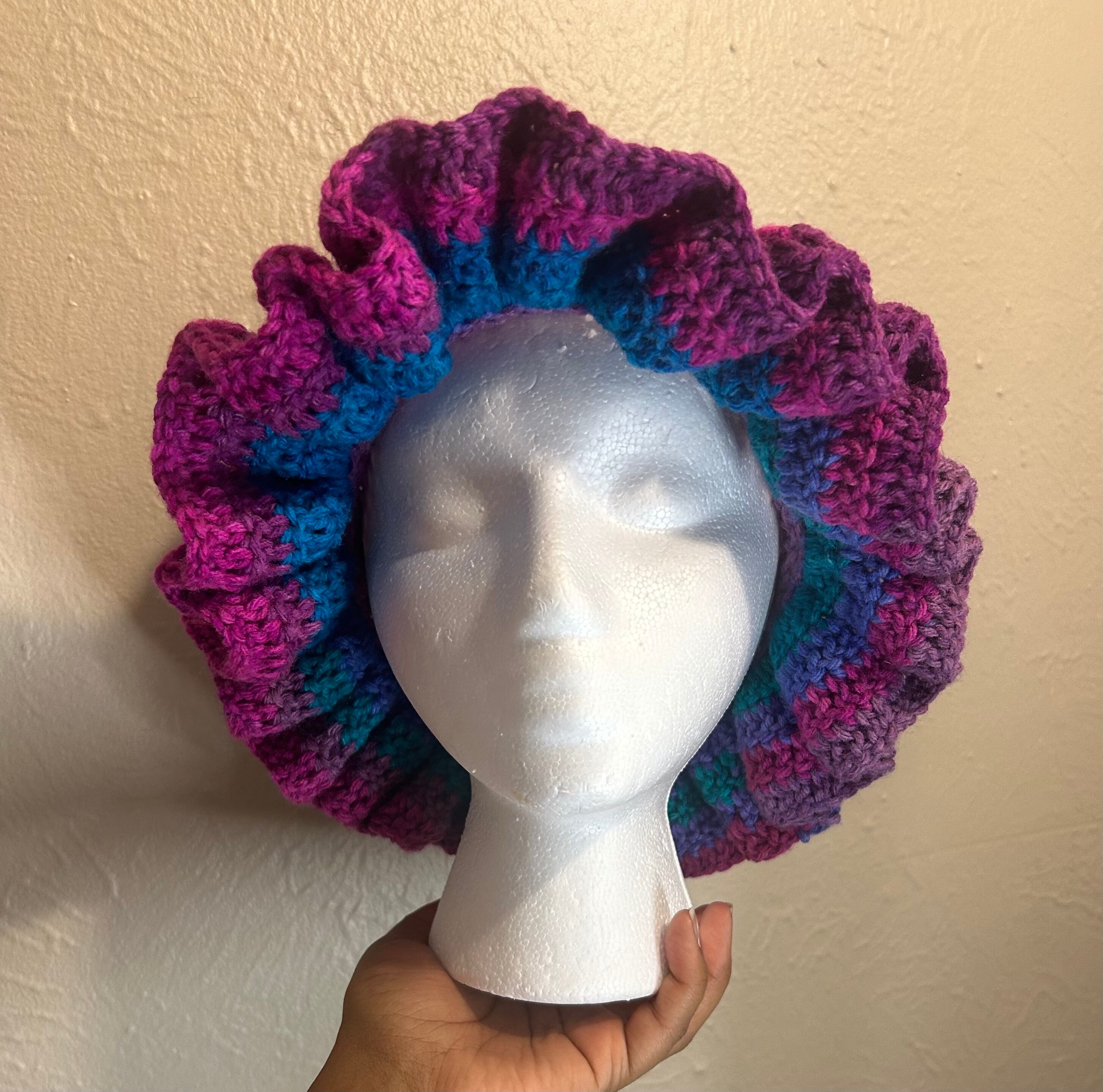 Mermaid Crochet Ruffle Hat: Iridescent Whimsical Style - Etsy display picture 3