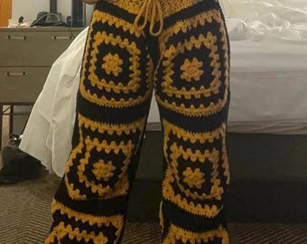 Bumble Bee Crochet Pants | Loose Fit Granny Square Trousers